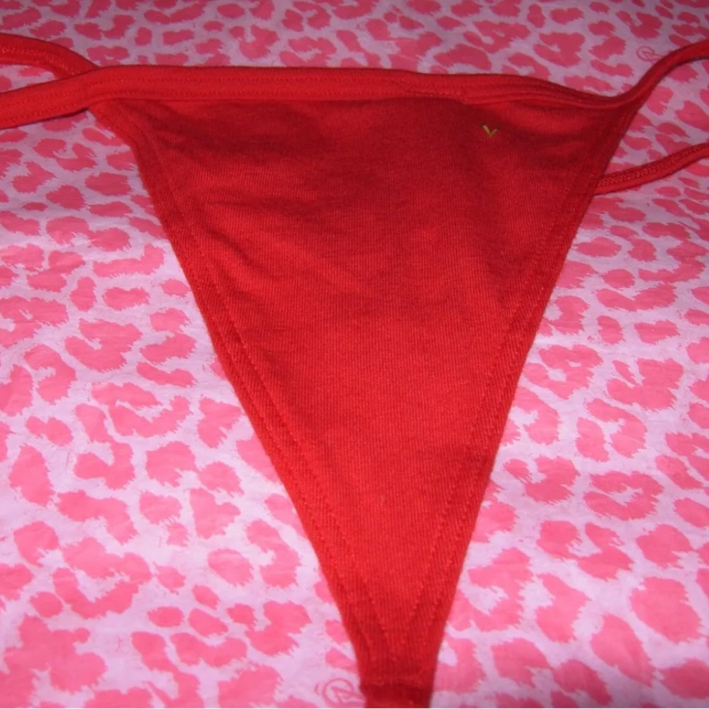 Victoria's Secret Sexy V-String G-String Skimpy Strappy Gold VS LOGO Pantie XS